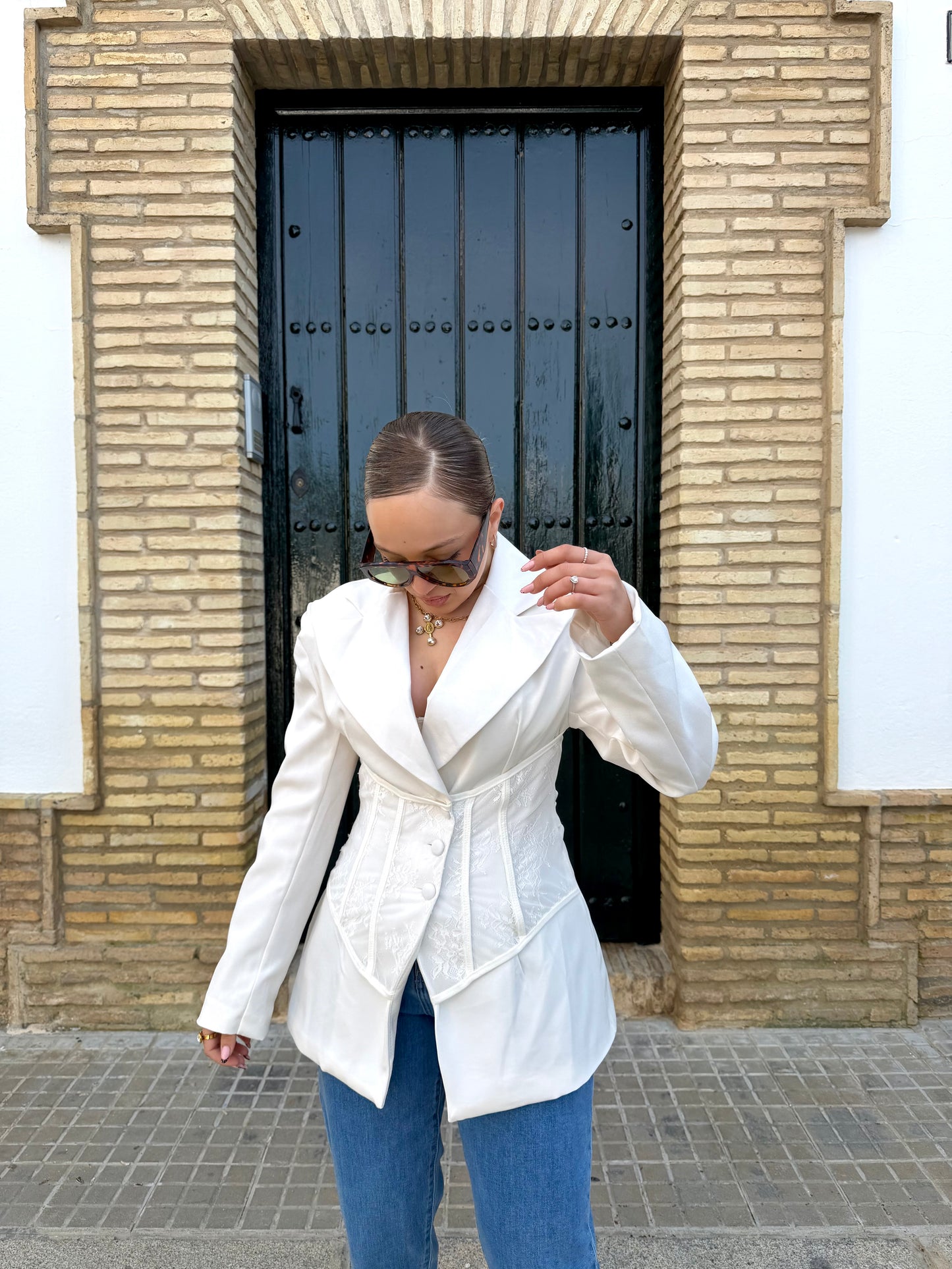 Blazer Corsé Blanco