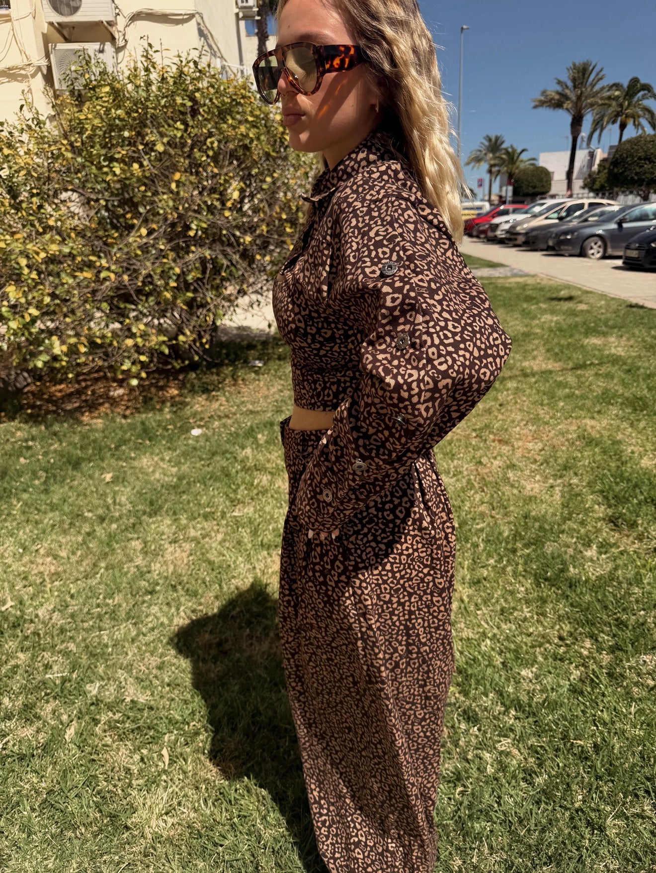 Conjunto 3Piezas Denim Leopardo Marrón