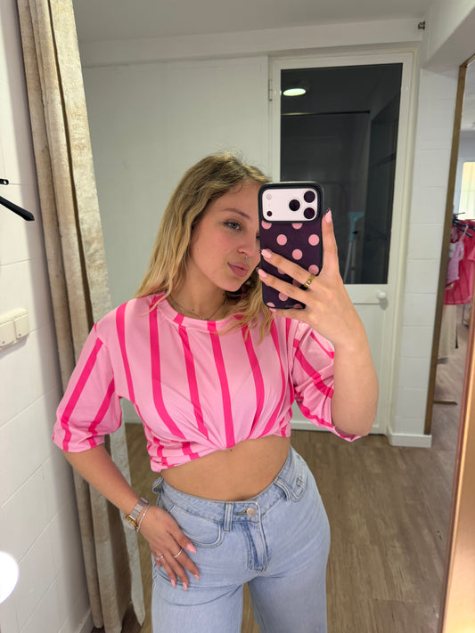 Camiseta Raya Fucsia+Rosa